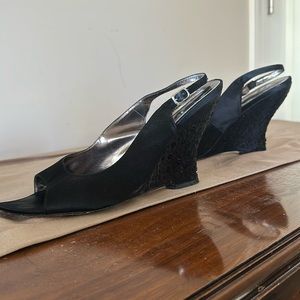 Black Sparkly Wedges